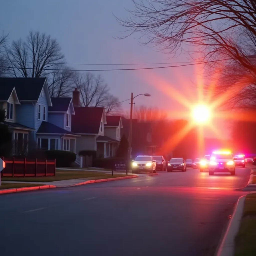 Police lights in a suburban Memphis neighborhood