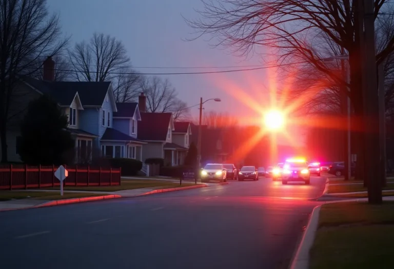 Police lights in a suburban Memphis neighborhood
