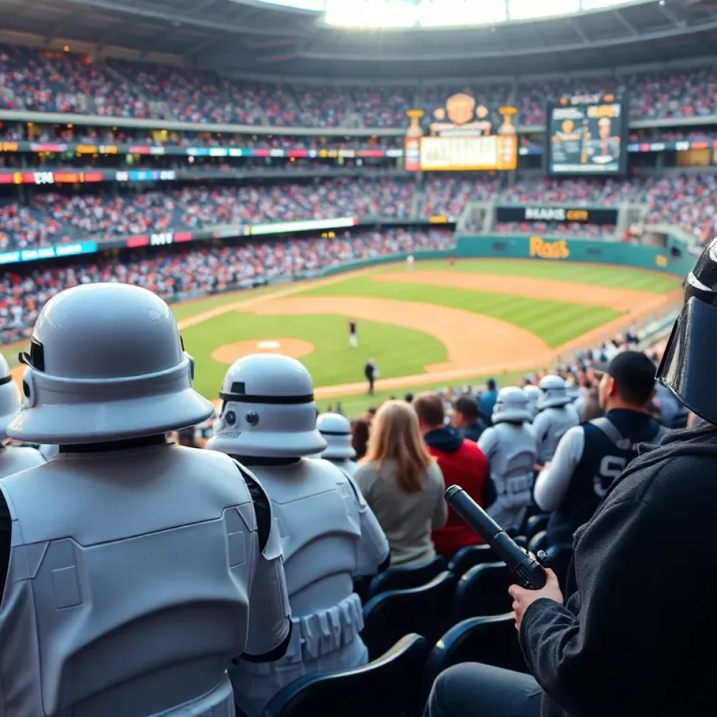 Fans at AutoZone Park celebrating Star Wars Day