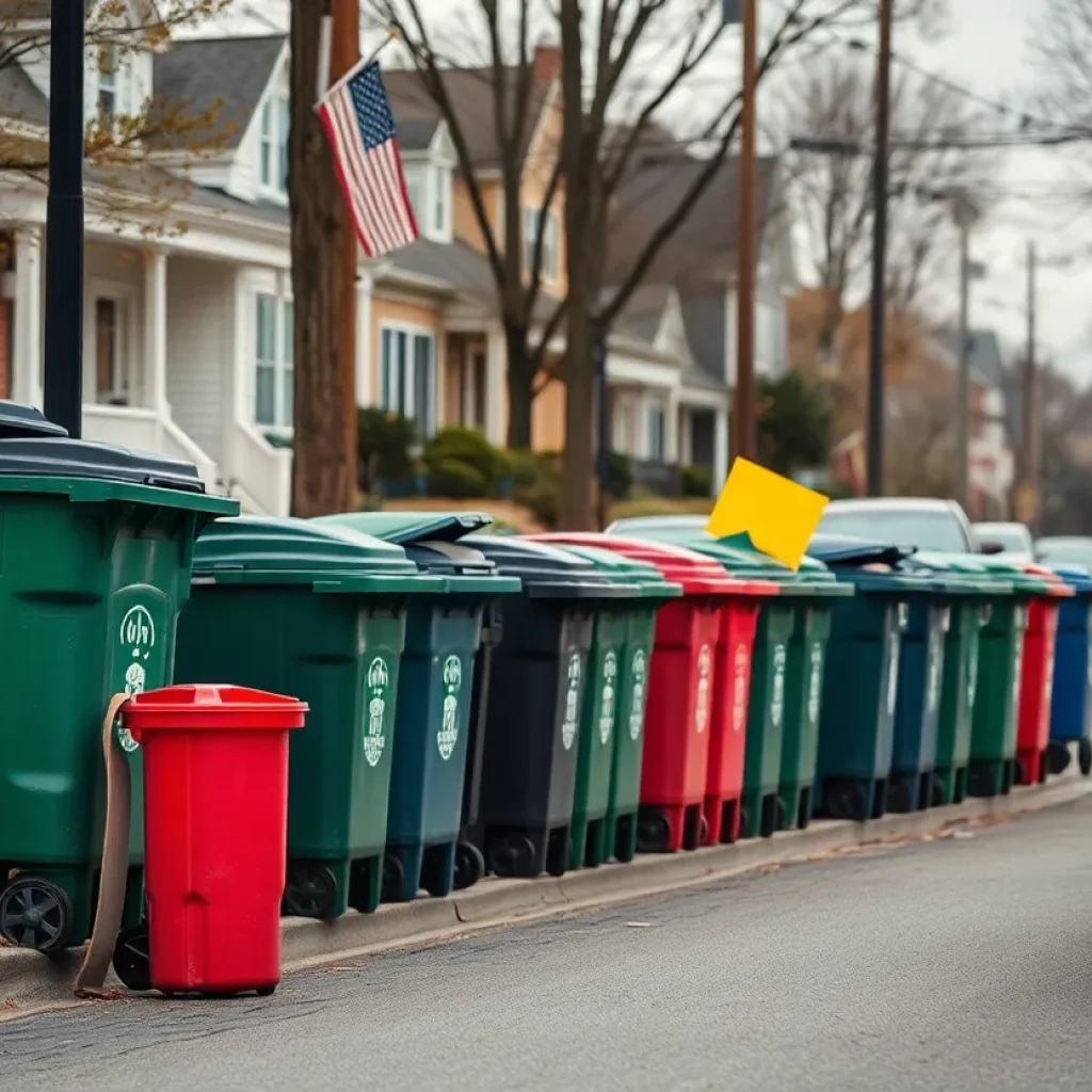 Trash bins on curb in Memphis neighborhood