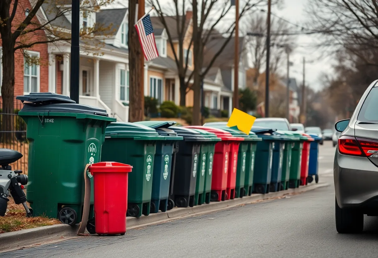 Trash bins on curb in Memphis neighborhood
