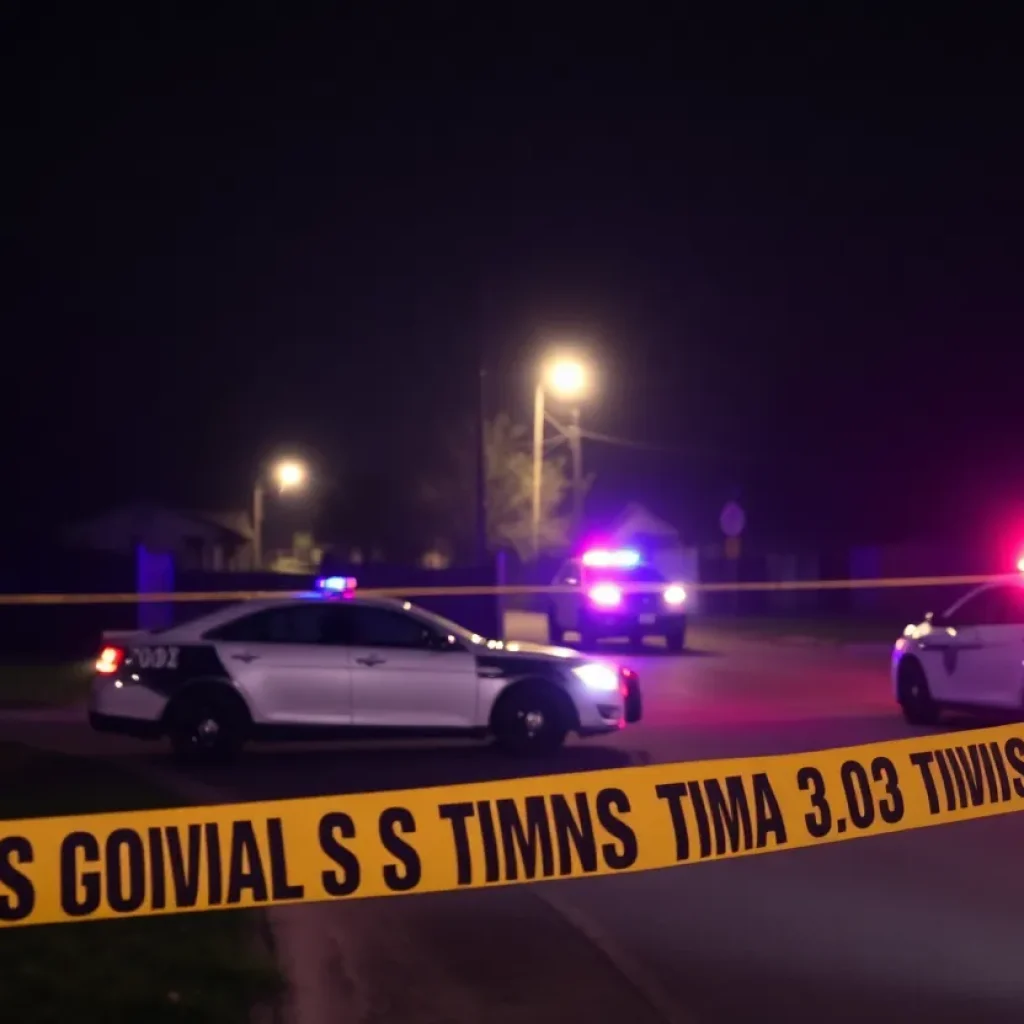 Police vehicles at the scene of a shooting in Walker Homes, Memphis.