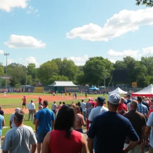 A lively outdoor scene in Memphis with families enjoying various events.