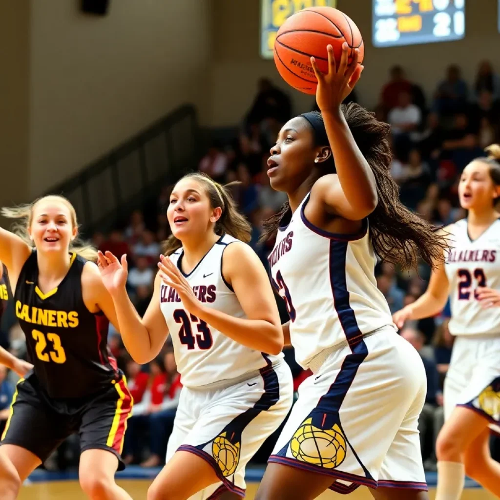 Players from Memphis women's basketball team engaged in a game.