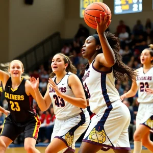 Players from Memphis women's basketball team engaged in a game.