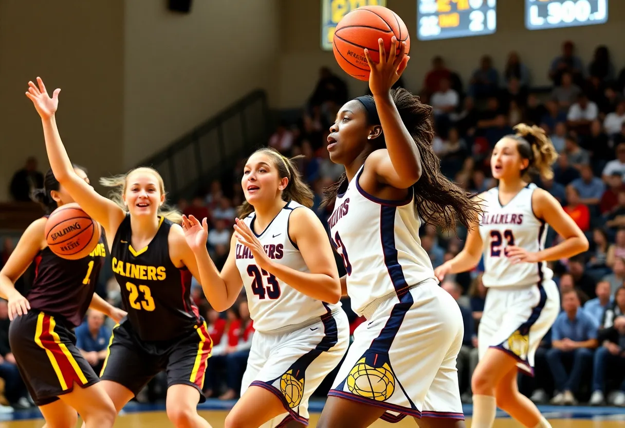 Players from Memphis women's basketball team engaged in a game.