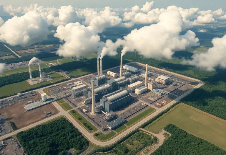 Aerial view of xAI facility with gas turbines in Memphis