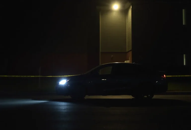 Police presence near an apartment complex following a carjacking