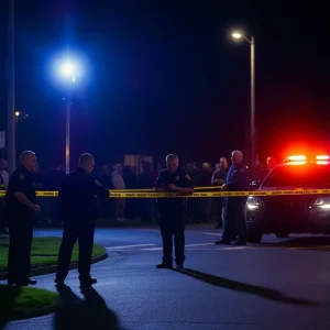 Police responding to a shooting incident in Memphis at night
