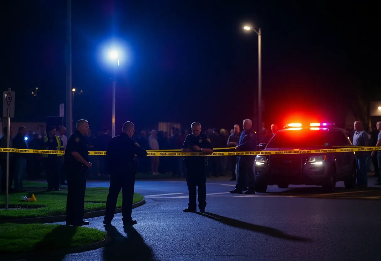 Police responding to a shooting incident in Memphis at night