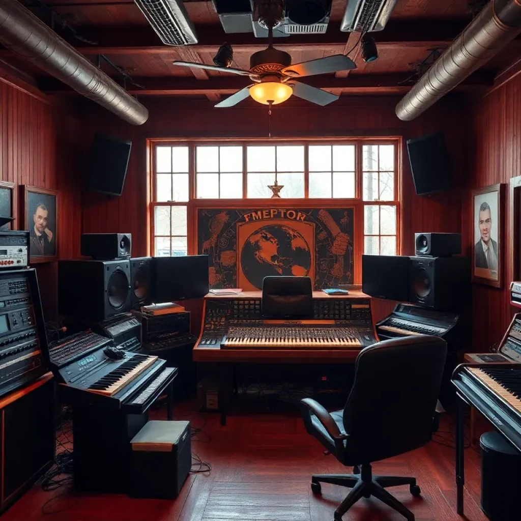 Interior view of Royal Studios showcasing vintage recording equipment