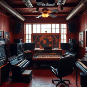 Interior view of Royal Studios showcasing vintage recording equipment