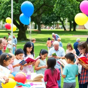 Families enjoying activities at the Ruby Bridges Reading Festival