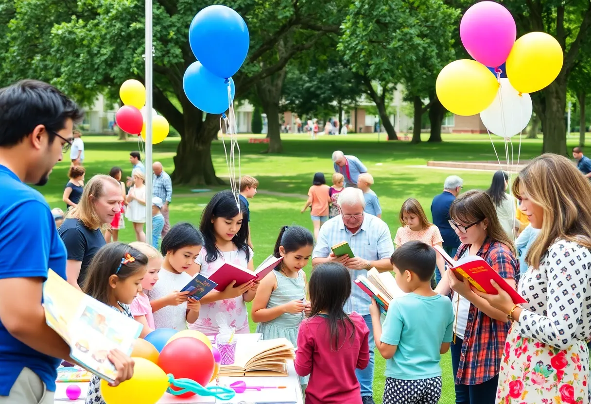 Families enjoying activities at the Ruby Bridges Reading Festival