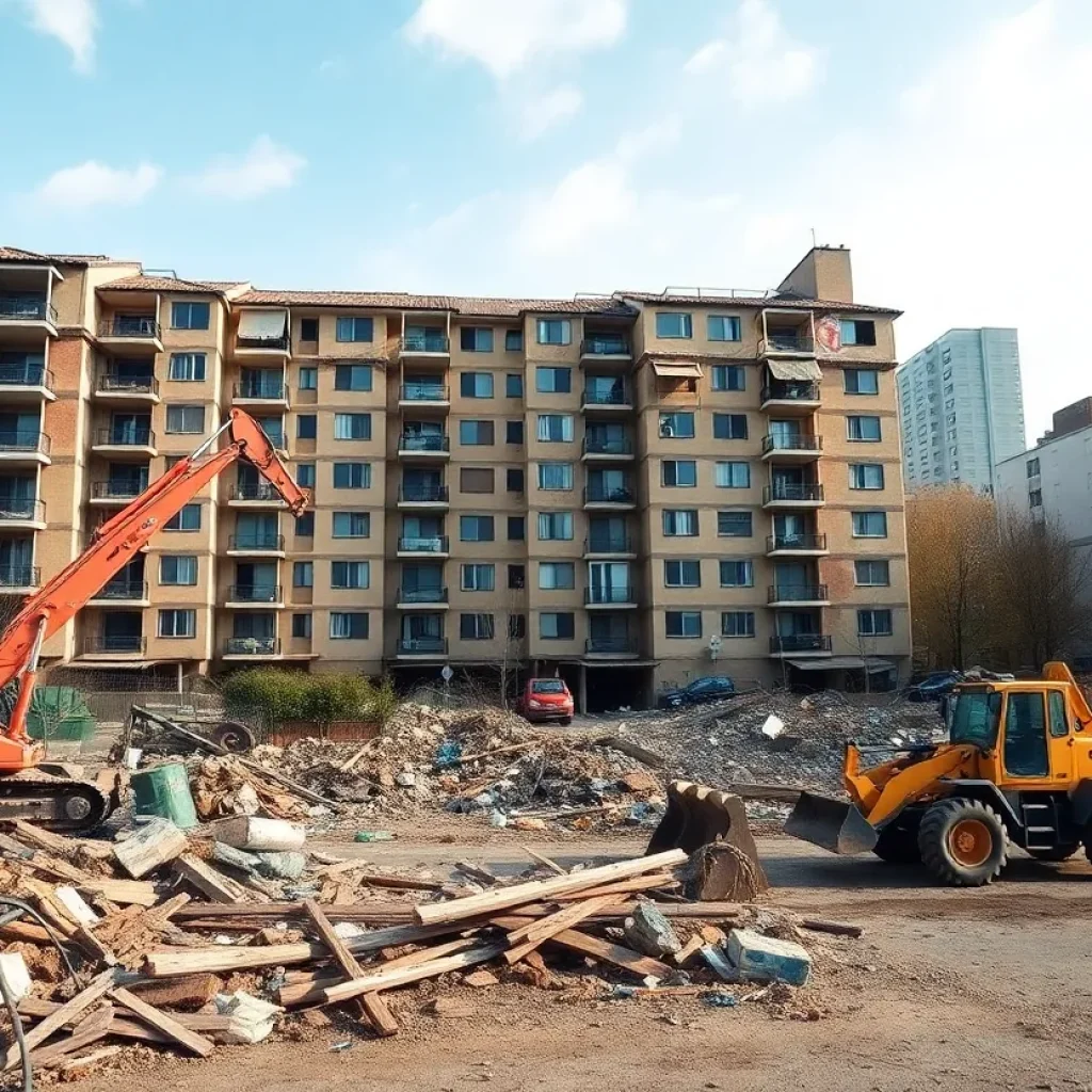 Demolition site of Somerset Apartments in Memphis