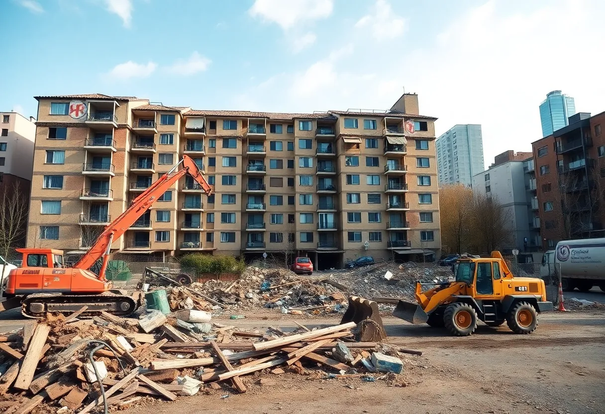 Demolition site of Somerset Apartments in Memphis