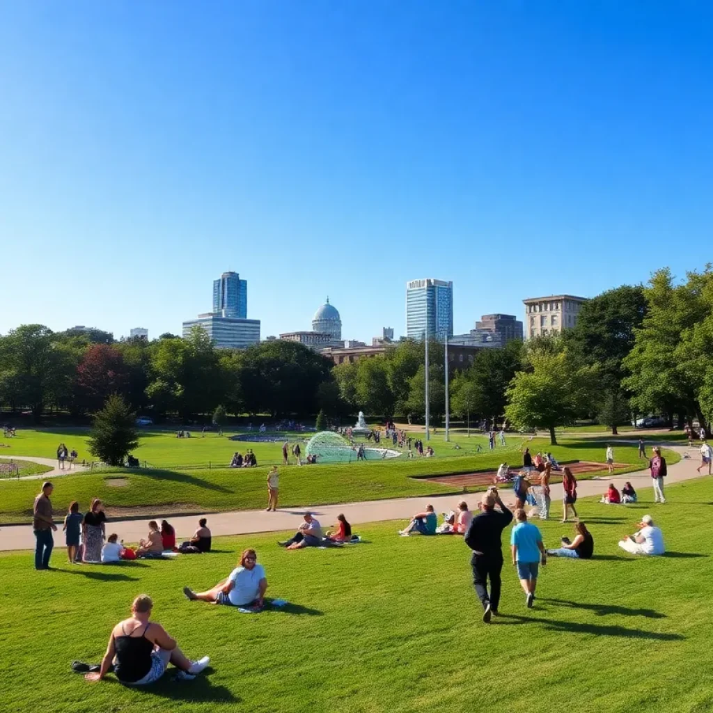 Bright sunny day in Memphis with people enjoying outdoor activities.