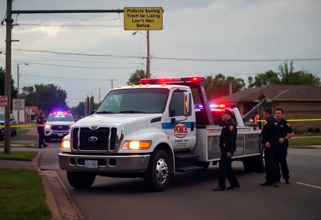 Scene of a tow truck incident involving a shooting in South Memphis