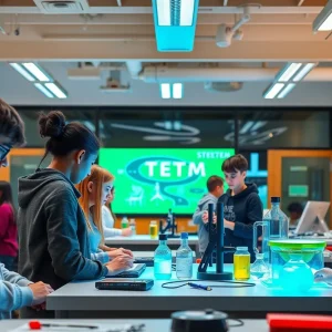 Students working in a modern STEM lab at Whitehaven High School