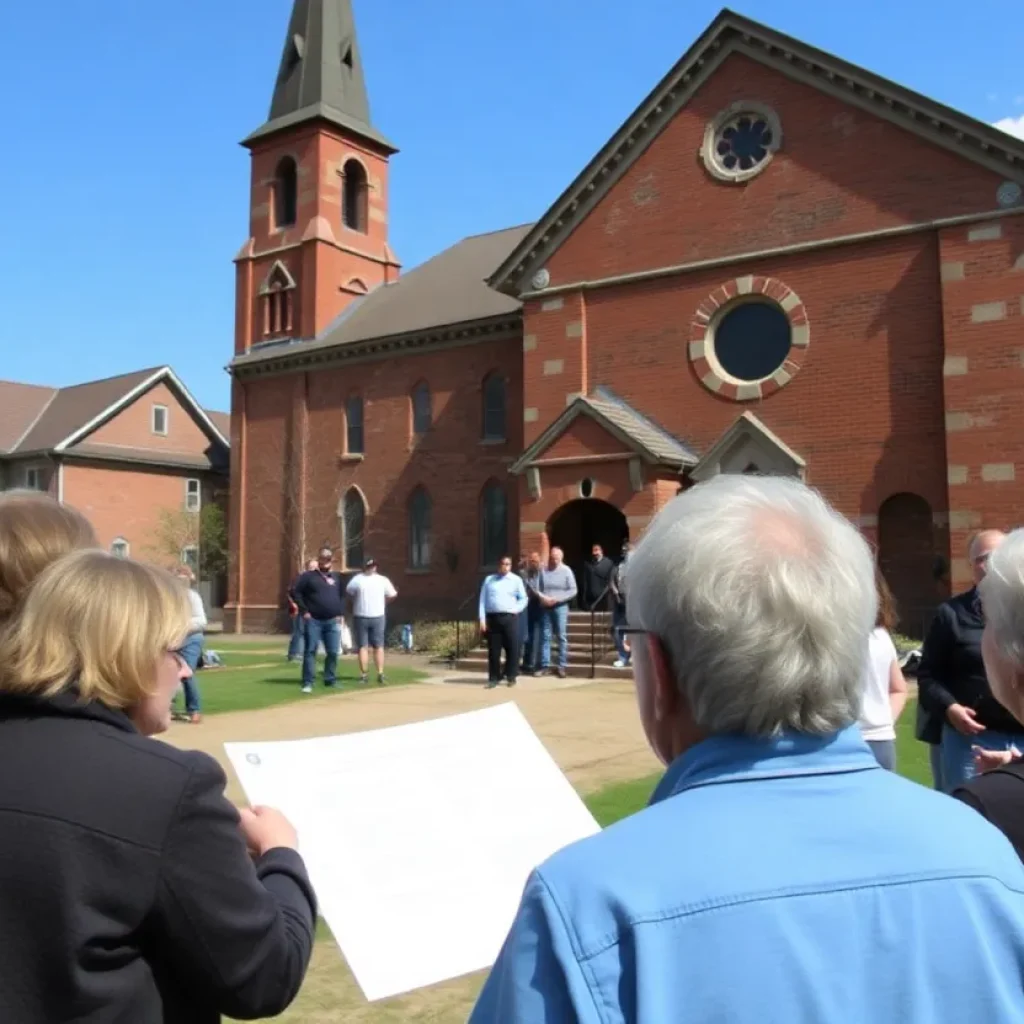 Community members meeting at Clayborn Temple site