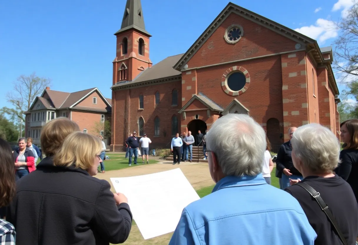Community members meeting at Clayborn Temple site