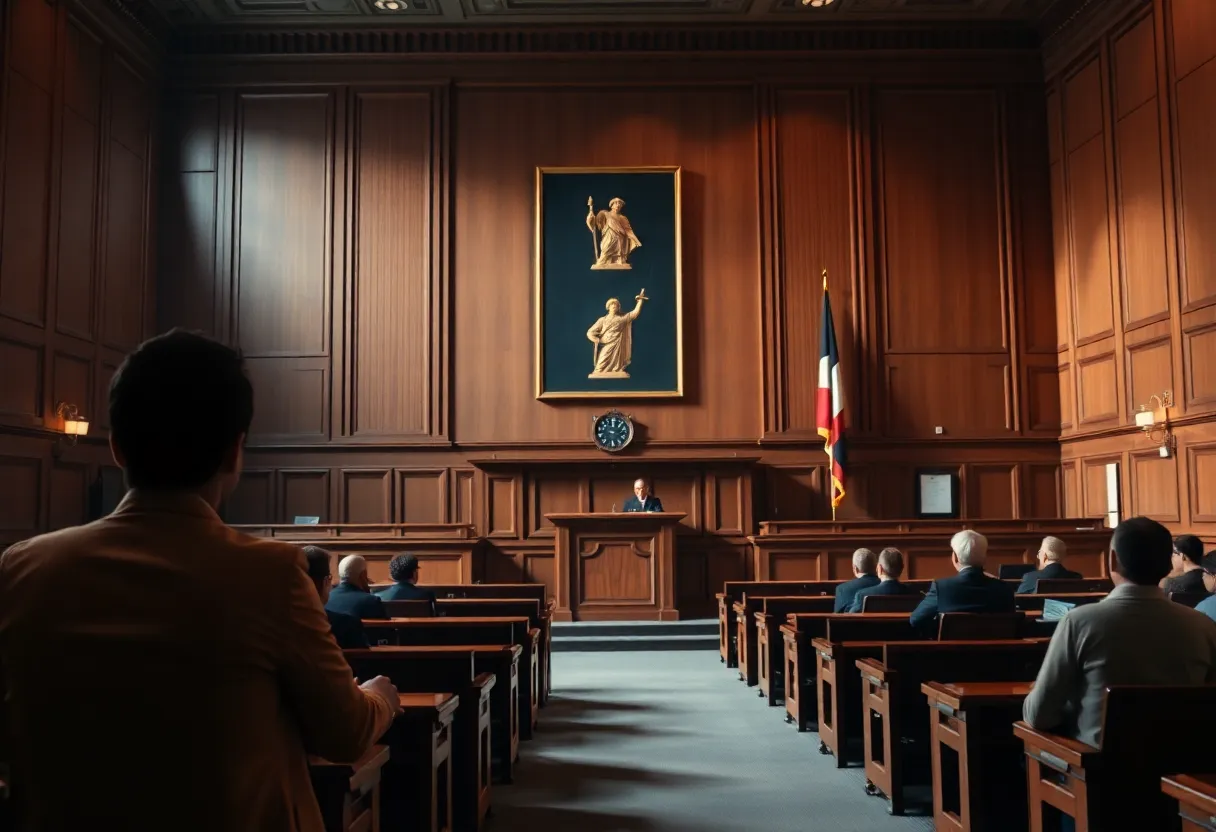 Abstract representation of a courtroom and school governance
