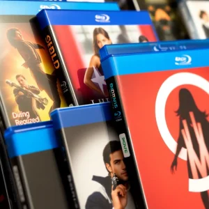 Display of DVDs representing the film industry and issues of copyright infringement