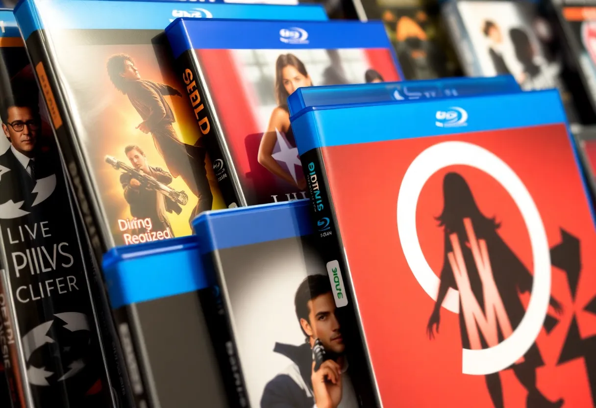 Display of DVDs representing the film industry and issues of copyright infringement