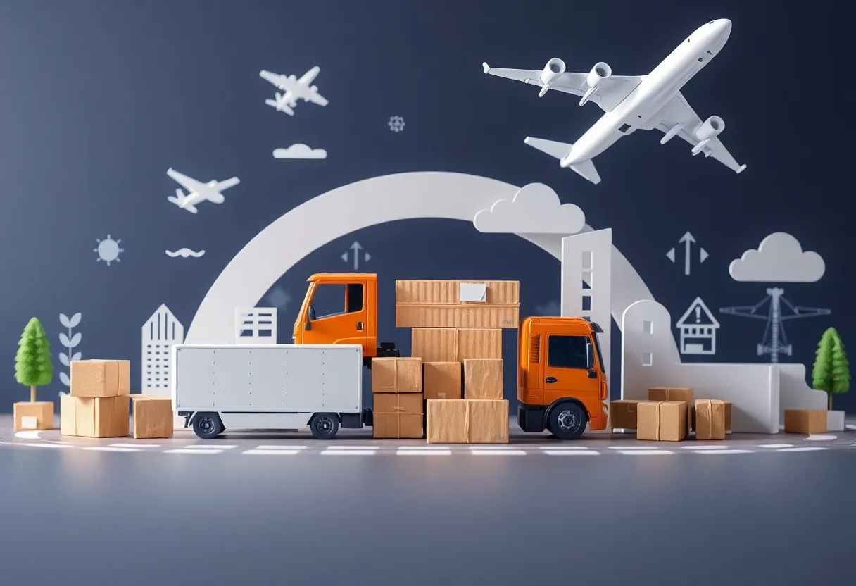 Illustration representing the logistics industry and community contributions