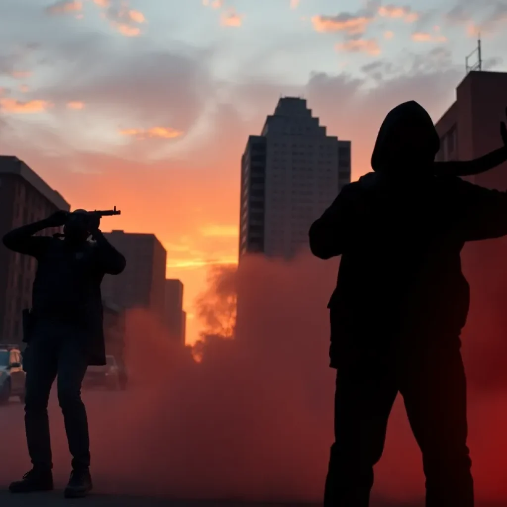 Urban scene depicting gang violence in Memphis
