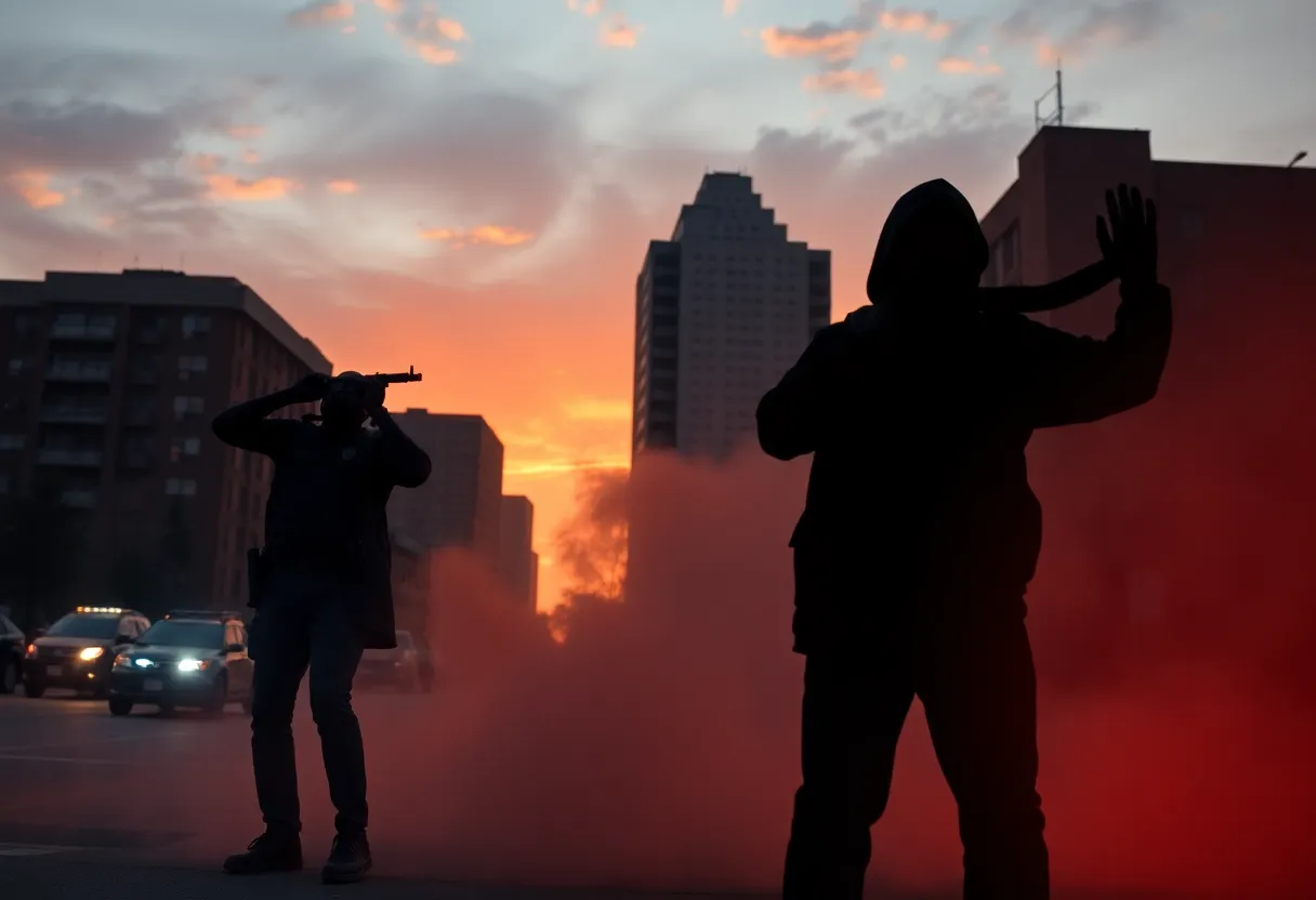 Urban scene depicting gang violence in Memphis