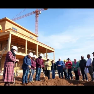 Community members at the groundbreaking ceremony for a new shelter village in Memphis