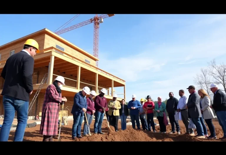 Community members at the groundbreaking ceremony for a new shelter village in Memphis