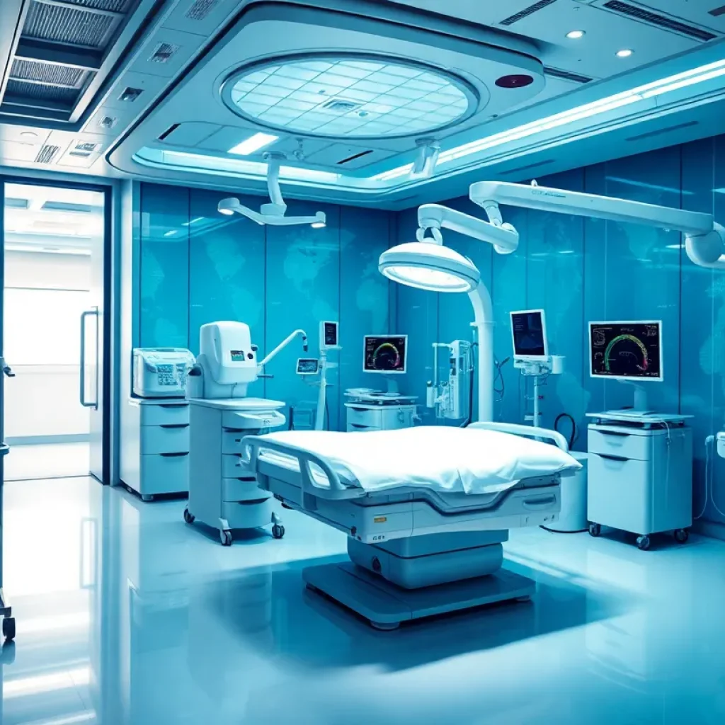 Healthcare professionals collaborating with advanced technology systems