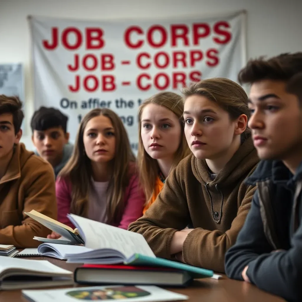Concerned young adults in a Job Corps classroom setting