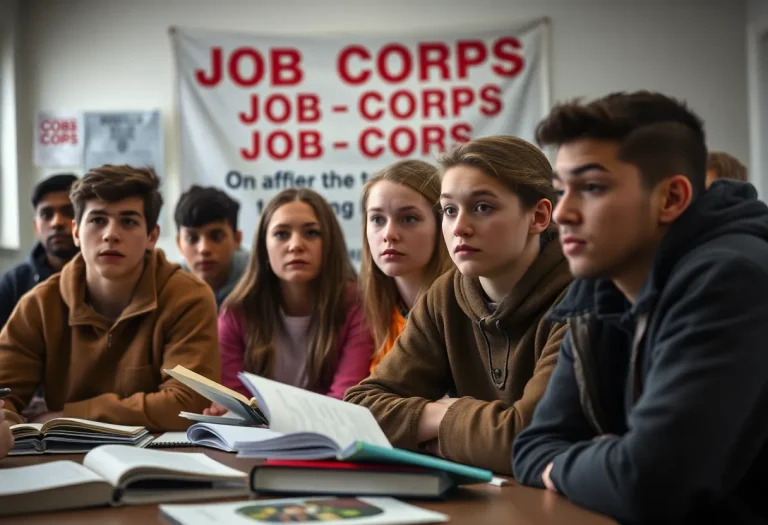 Concerned young adults in a Job Corps classroom setting