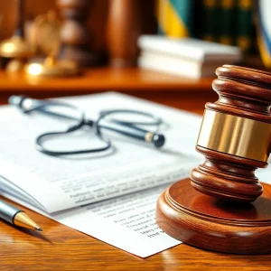 Courtroom setting depicting legal proceedings in education.