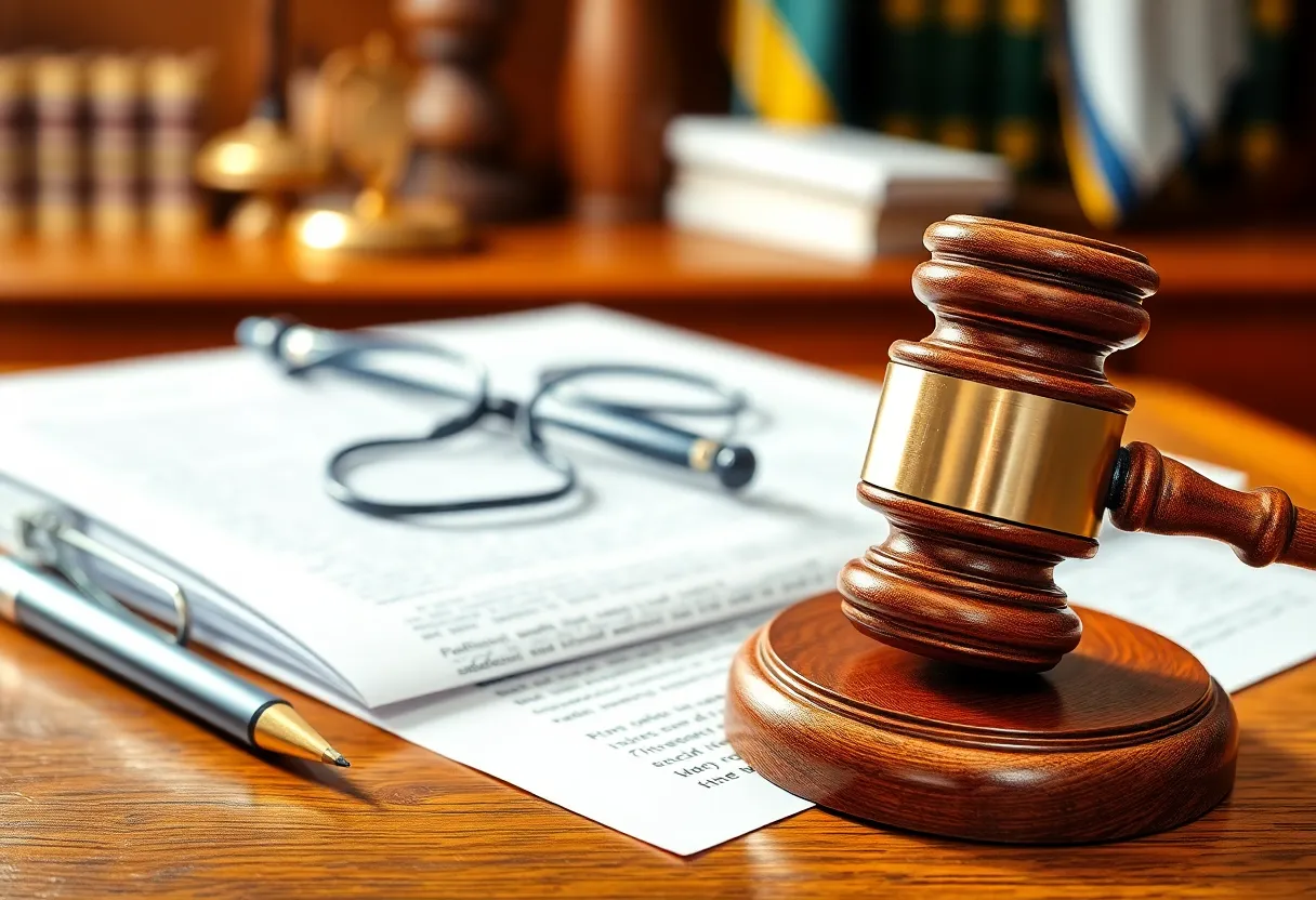 Courtroom setting depicting legal proceedings in education.
