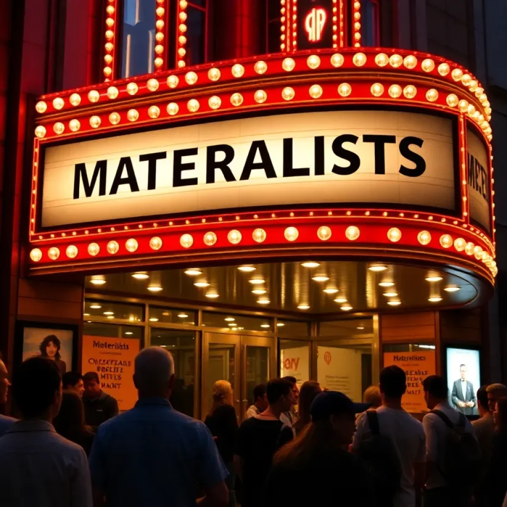 Viewers outside a theater for the release of Materialists