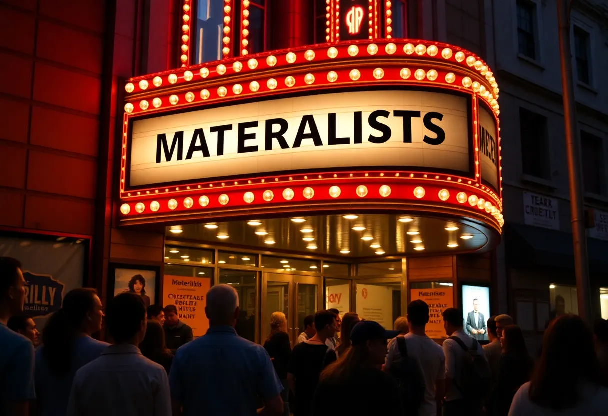 Viewers outside a theater for the release of Materialists