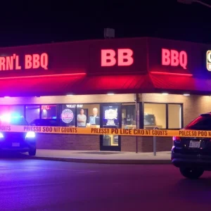 Scene of a shooting incident at a BBQ restaurant in Memphis