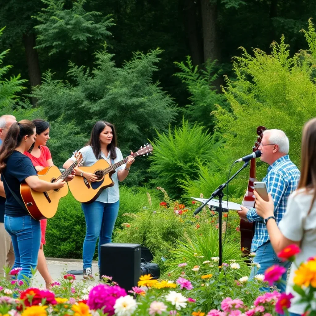 Crowd enjoying live music at Memphis Botanic Garden.