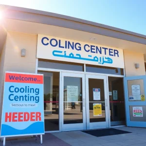 Entrance of the Memphis Cooling Center providing relief from the heat