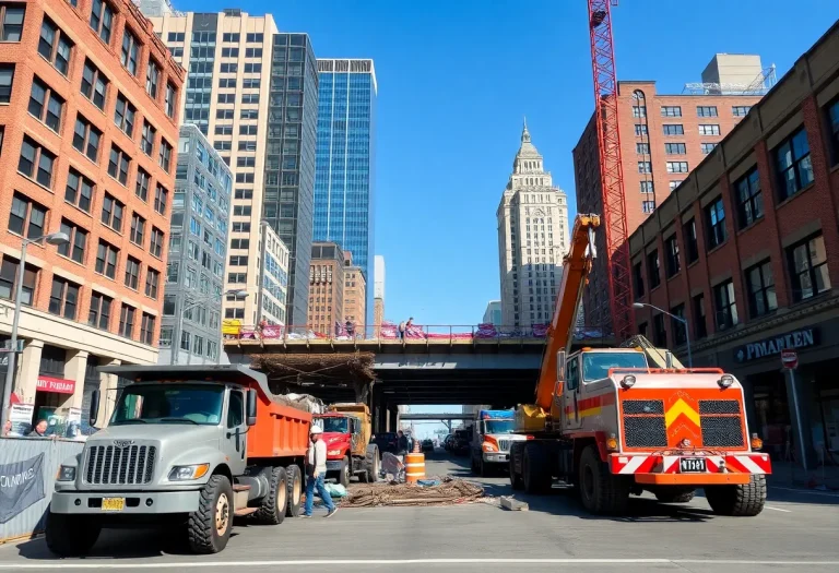 Construction activity on the I-55 bridge in Memphis