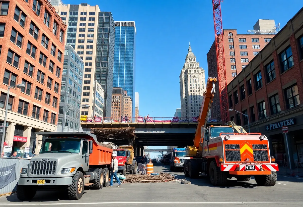 Construction activity on the I-55 bridge in Memphis