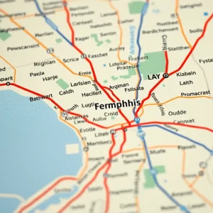 Map highlighting confusion regarding Memphis parkway names.