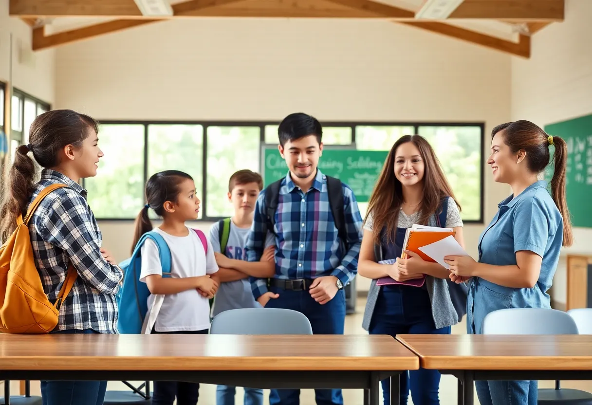 Students and teachers in a school setting representing educational integrity.