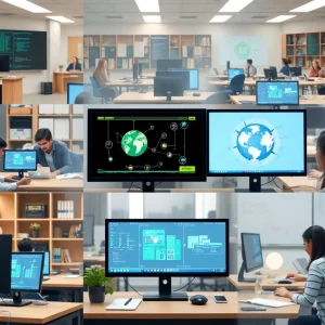 Classroom with technology and community discussions about AI impact