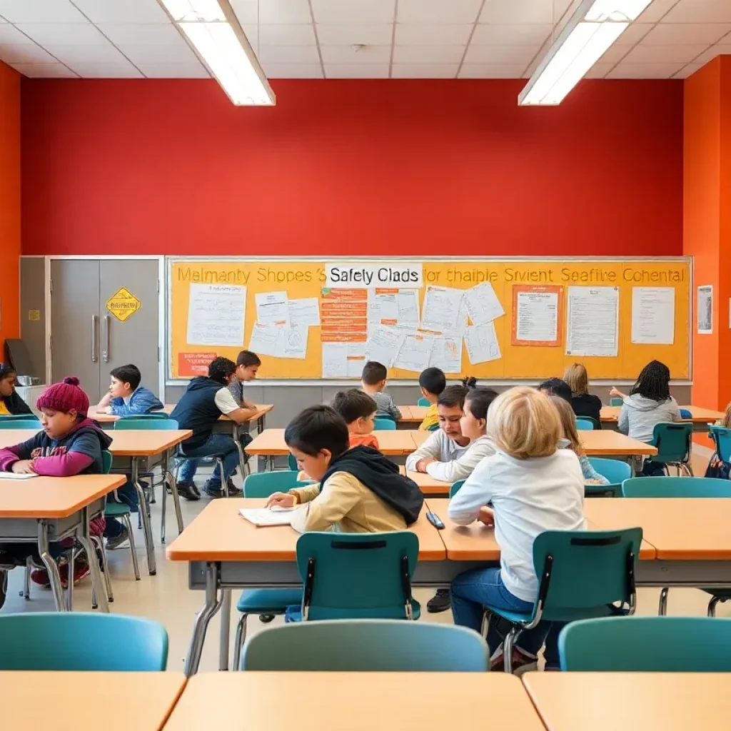 Students in a Memphis classroom emphasizing safety measures.