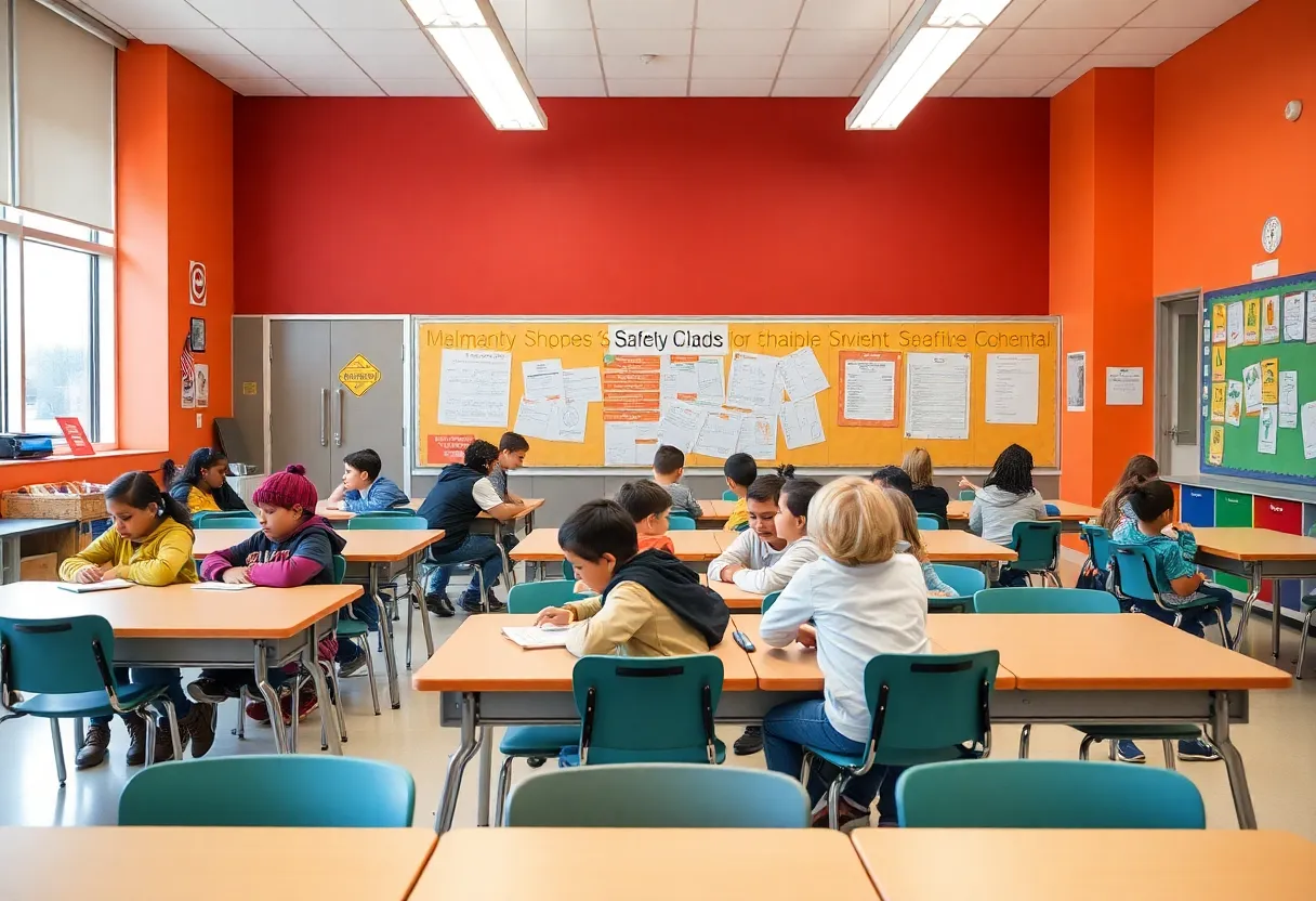 Students in a Memphis classroom emphasizing safety measures.